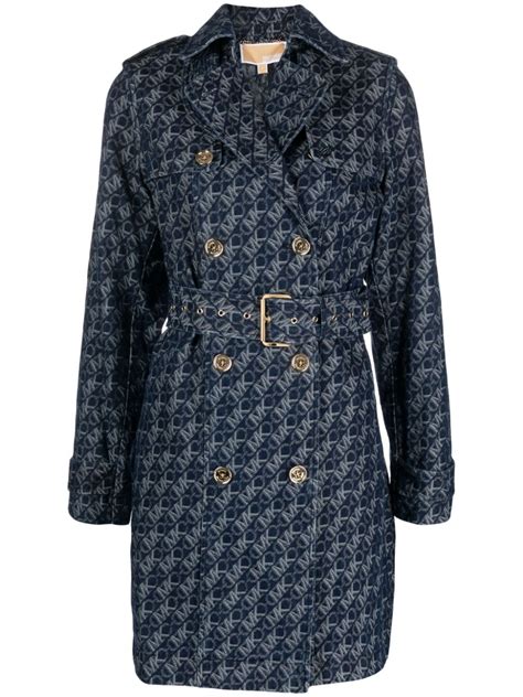 michael kors navy trench coat|michael kors denim trench coat.